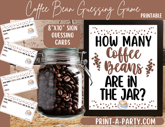 COFFEE BEAN JAR GUESSING GAME | How many coffee beans in the jar Printable Coffee Bean Guessing Game – Perfect for Coffee-Themed Parties, Showers, and Office Events