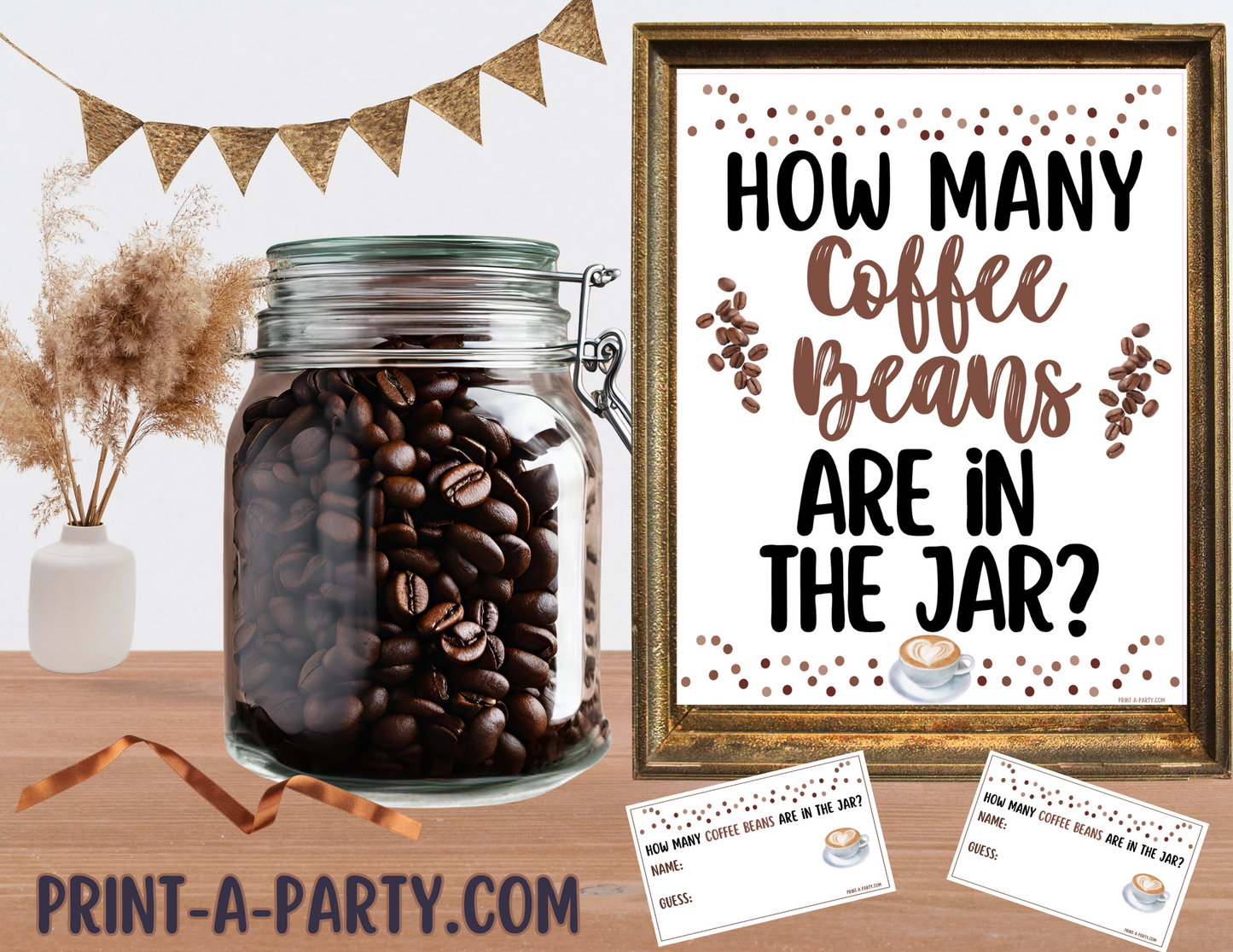 COFFEE BEAN JAR GUESSING GAME | How many coffee beans in the jar Printable Coffee Bean Guessing Game – Perfect for Coffee-Themed Parties, Showers, and Office Events