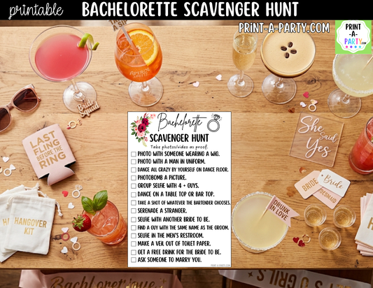 Bachelorette Scavenger Hunt Game Printable - Floral Design