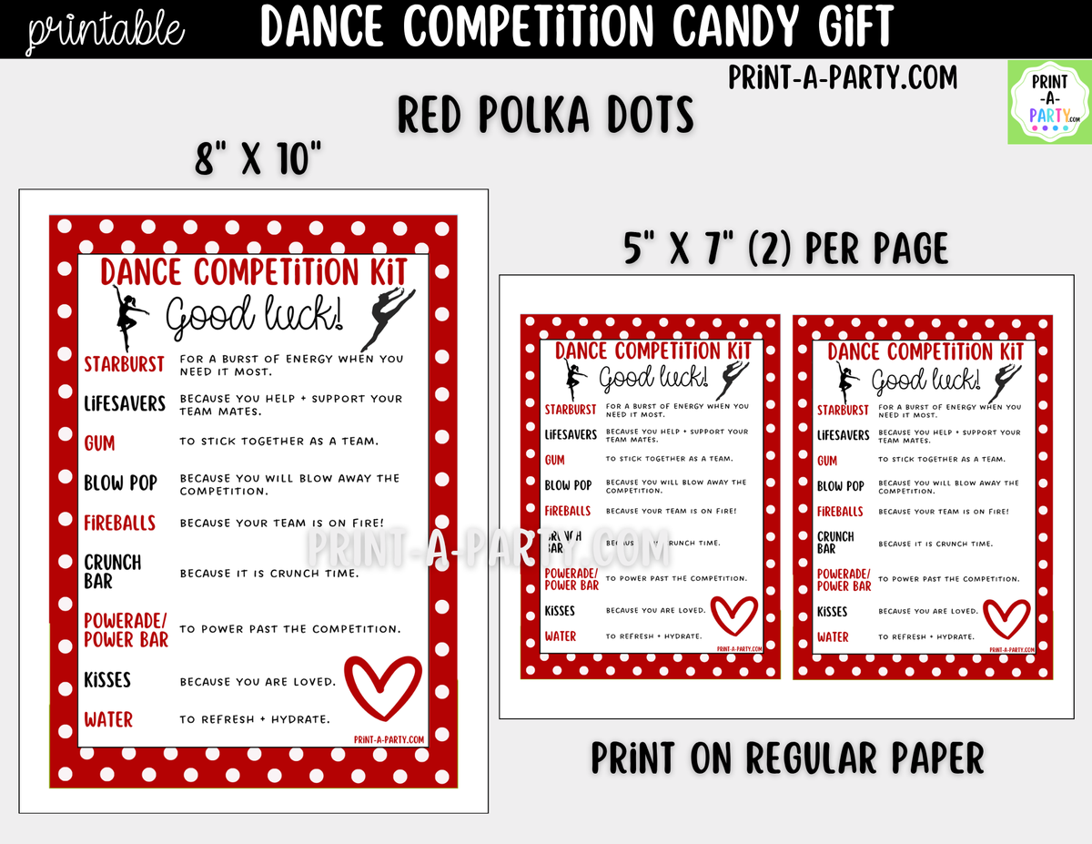 Dance Candy Gram Printable – Competition & Recital Gift