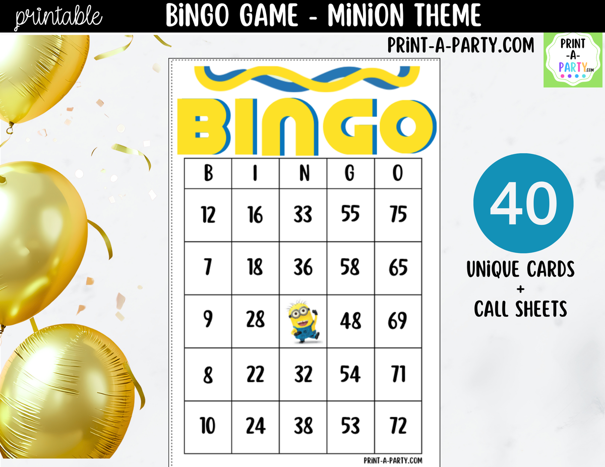 Minions Bingo Printable | Party & Classroom Number Game