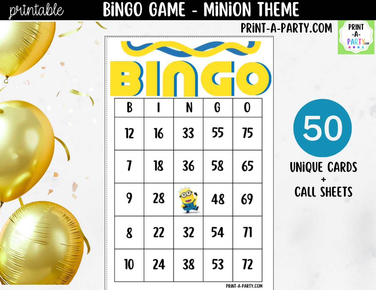 Minions Bingo Printable | Party & Classroom Number Game