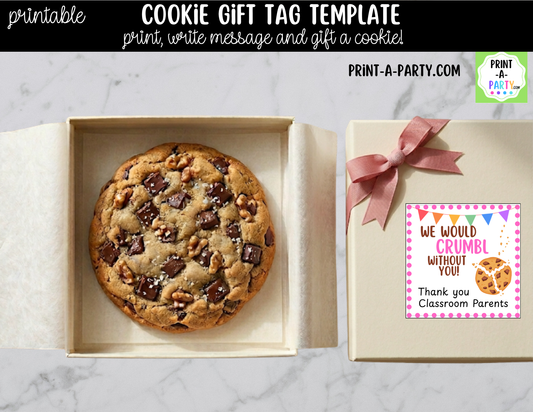 Crumbl Cookie Gift Tags – Printable or Editable Cookie Tags (3" x 3", 6 Per Page)