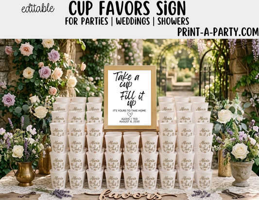 Editable Cup Favors Sign (8x10) – Canva Printable Template