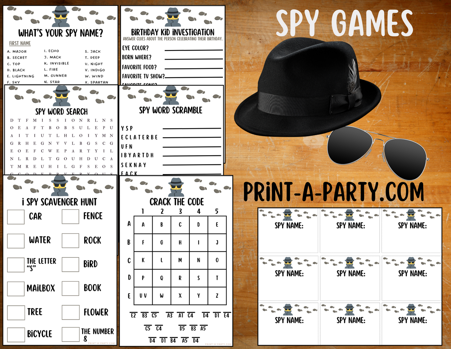 GAMES: SPY DETECTVE THEME | Birthday Party Games | Spy Party | Spy Party Ideas | INSTANT DOWNLOAD
