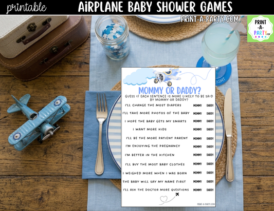 Airplane Baby Shower Games Bundle - 5 Printable Aviation Theme Party Games, Instant Download
