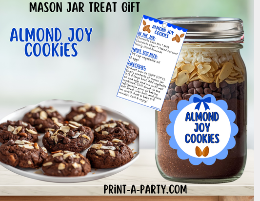 Almond Joy Cookies in a Printable Mason Jar Gift - Labels & Tag, Recipe Instructions