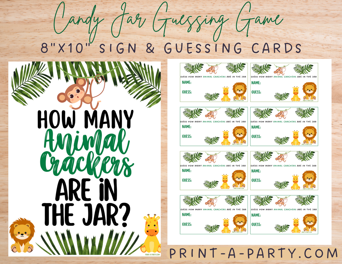 ANIMAL CRACKER GUESSING GAME for BABY SHOWER JUNGLE THEME | How