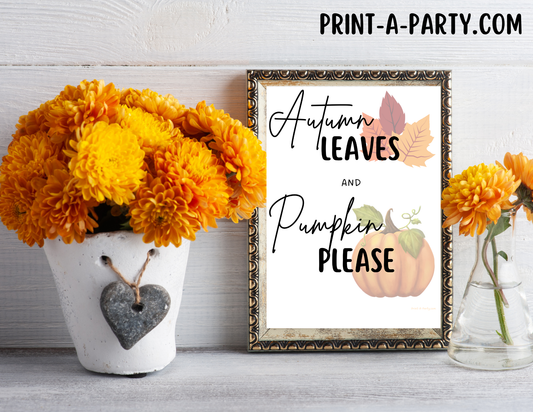 Printable Quote Fall Wall Art – “Autumn Leaves and Pumpkin Please” for Cozy Home Fall Decor