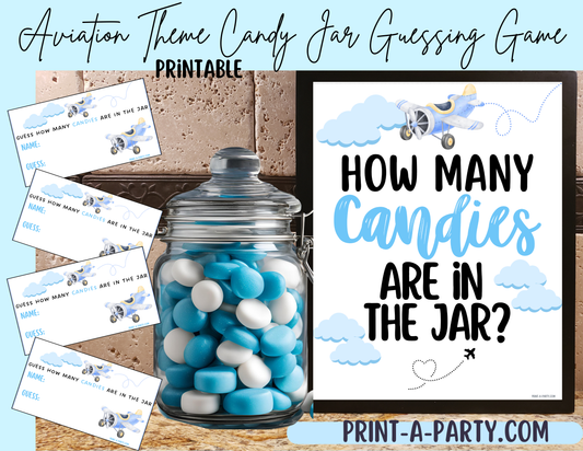 Candy Jar Guessing Game - AVIATION BABY SHOWER - Printable Airplane Theme for Baby Showers, Sprinkles, Adoption Parties or Sip and See!