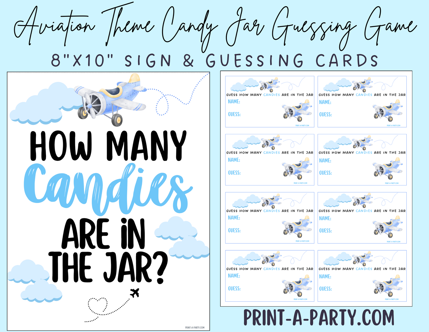 Candy Jar Guessing Game - AVIATION BABY SHOWER - Printable Airplane Theme for Baby Showers, Sprinkles, Adoption Parties or Sip and See!