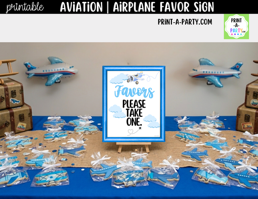 Aviation Airplane Favors Travel Theme Sign (8x10) – Printable Instant Download