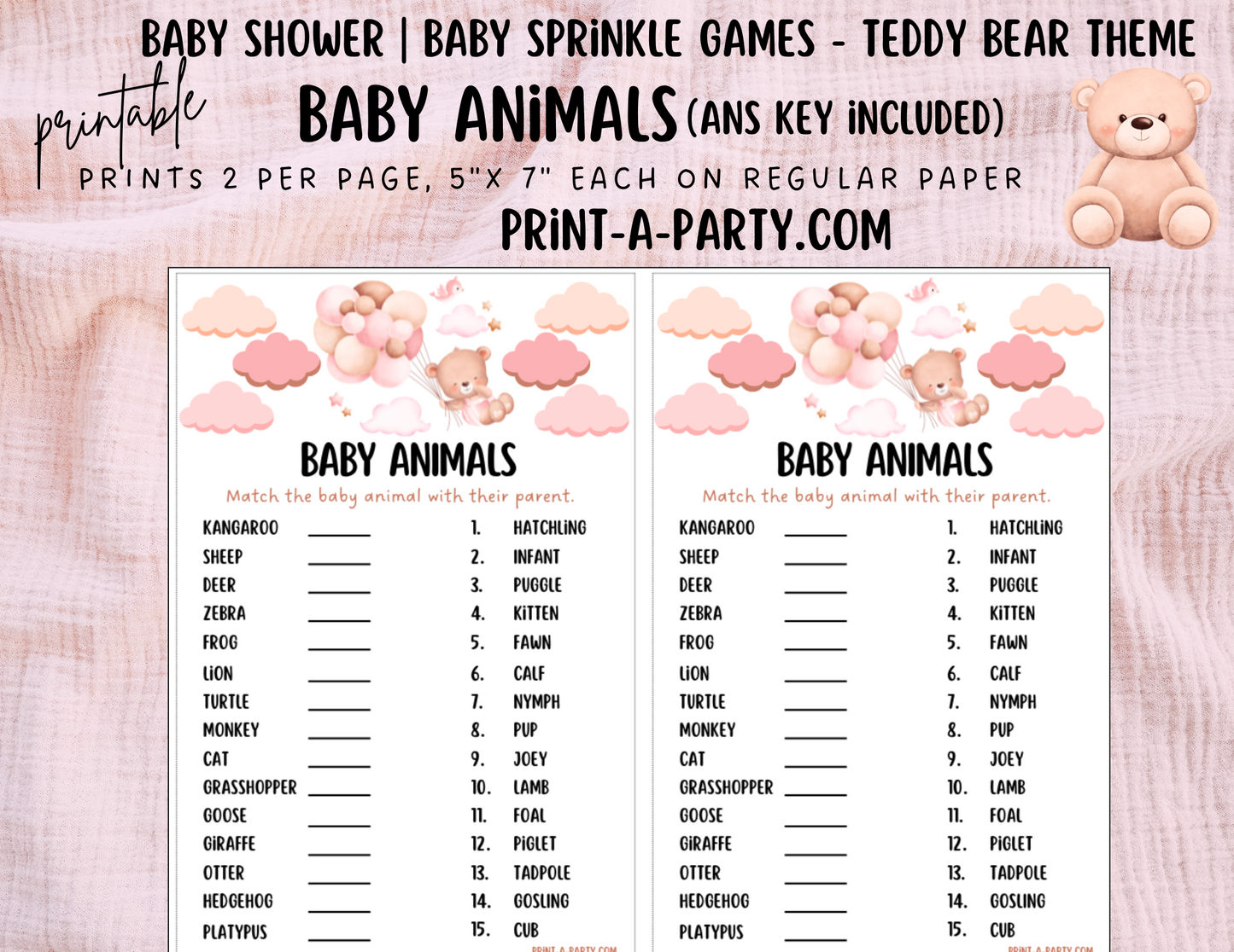 GAMES for Baby Shower | Teddy Bear Pink Shower Theme | Teddy Bear Baby Shower Games | Teddy Bears Baby Shower Theme