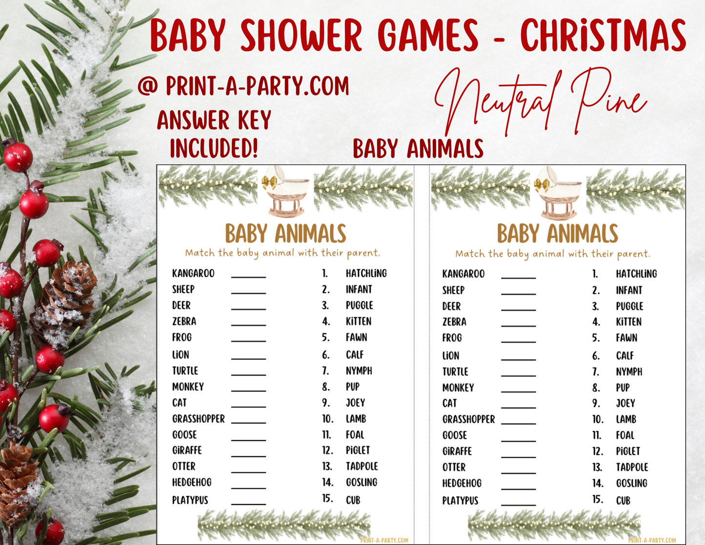 GAMES for Christmas Baby Shower Printable Christmas Baby Shower Game Bundle – Instant PDF Download
