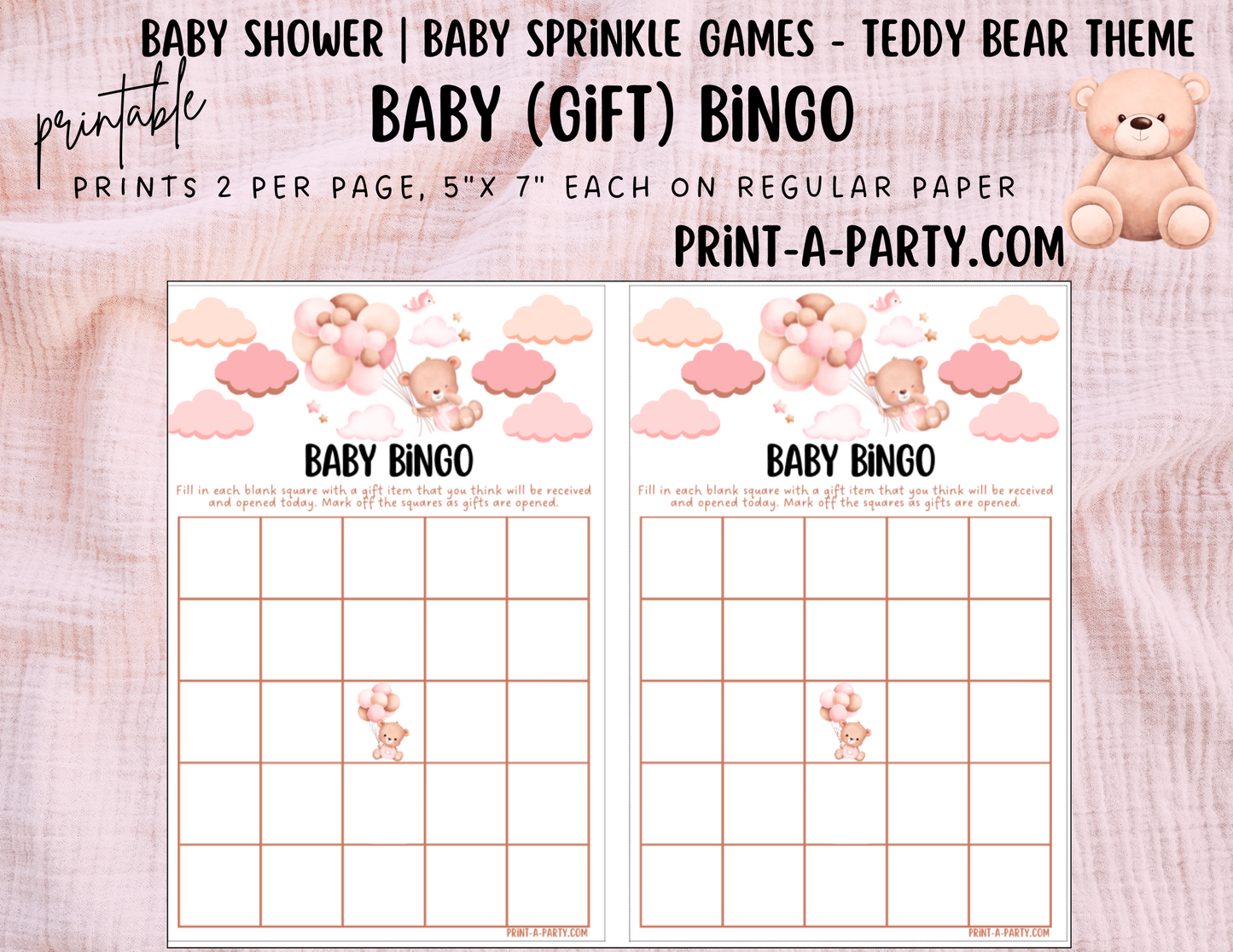 GAMES for Baby Shower | Teddy Bear Pink Shower Theme | Teddy Bear Baby Shower Games | Teddy Bears Baby Shower Theme