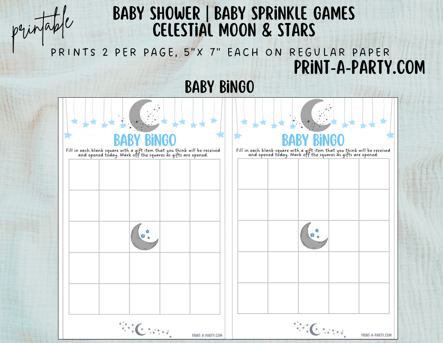 GAMES for Baby Shower | Celestial Moon and Stars Boy Baby Shower Theme | Celestial Moon and Stars Boy Baby Shower Games | Celestial Moon and Stars Shower Activities | INSTANT DOWNLOAD