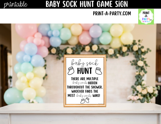 Baby Sock Hunt Printable Sign (8x10) – Baby Shower Game