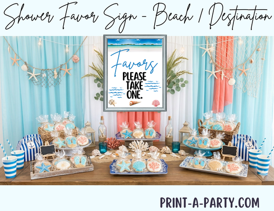 Beach Favors Sign (8x10) – Printable Instant Download