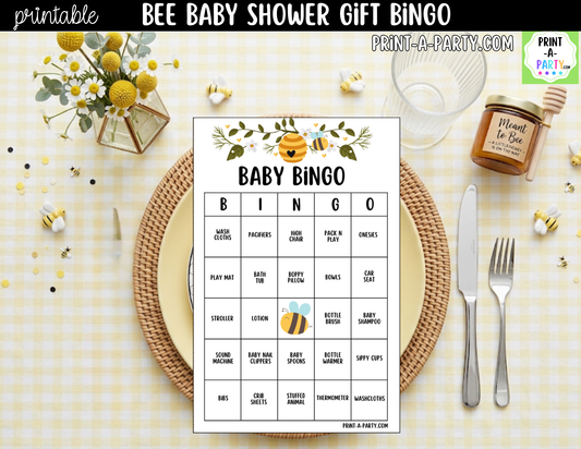 Bee Baby Shower Gift Bingo Printable
