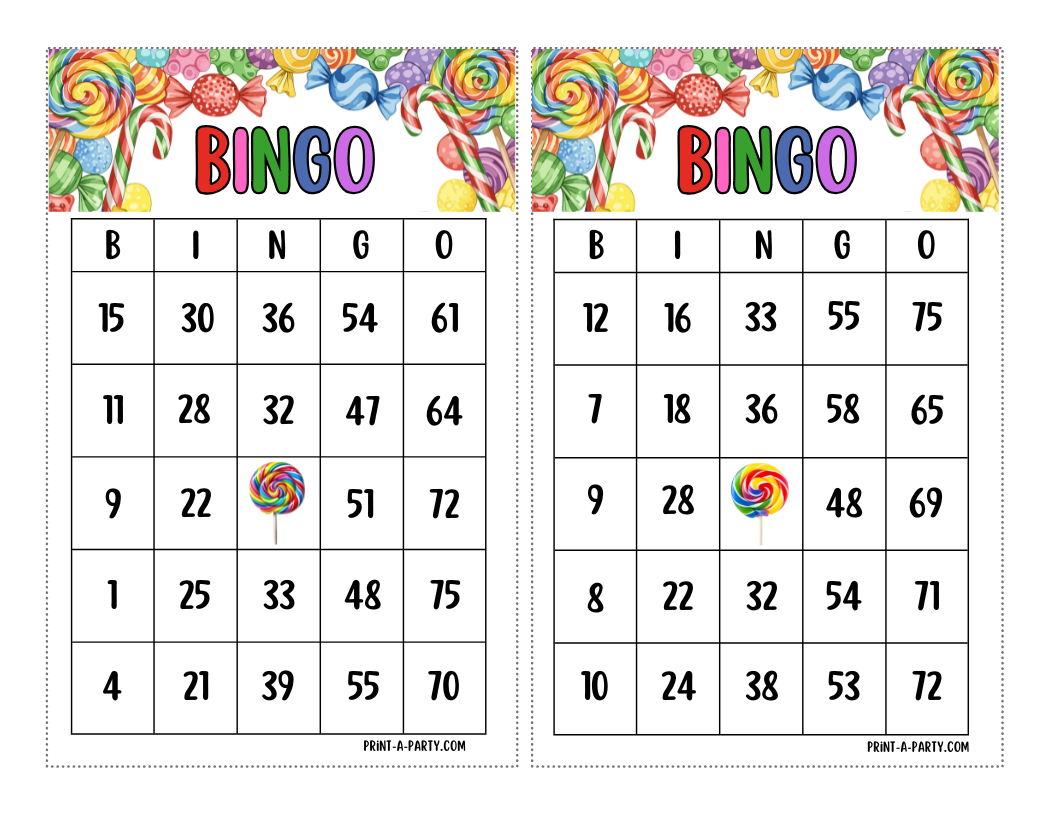 BINGO: Candy theme - Printable Candy Bingo Game | Fun Birthday Party or Classroom Game | Instant Download
