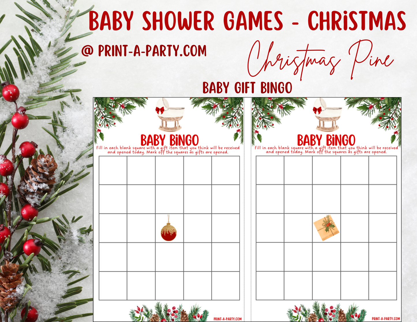 GAMES for Christmas Baby Shower - Christmas Pine | Christmas Baby Shower Theme | Christmas Baby Shower Ideas | INSTANT DOWNLOAD