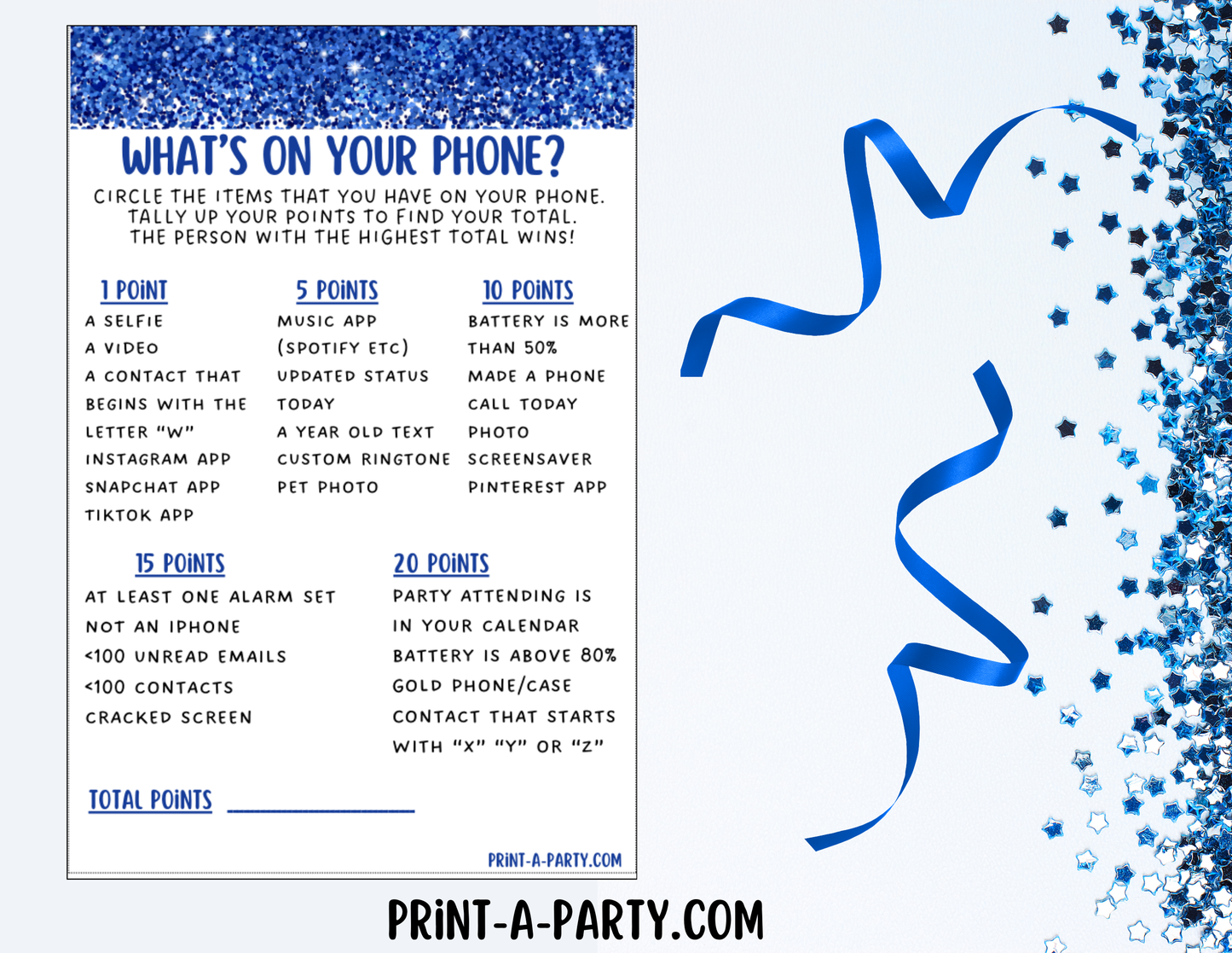 GAMES: COLOR PARTY BLUE THEME | Color Party | Blue Party Games | Blue Party Ideas | INSTANT DOWNLOAD