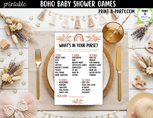 Boho Baby Shower Games Printable