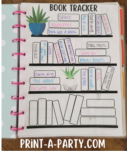 Book Tracker Planner Insert Printable – Reading Log for Book Lovers (Fits 9.25" X 7" Planners)