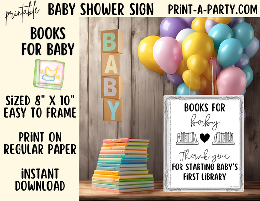 BOOKS FOR BABY Sign Printable - Fun Baby Shower Game for Gender Reveals, Sprinkles and Adoption Celebrations