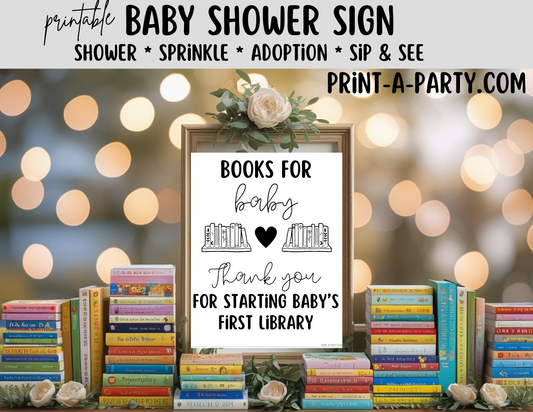 BOOKS FOR BABY Sign Printable - Fun Baby Shower Game for Gender Reveals, Sprinkles and Adoption Celebrations