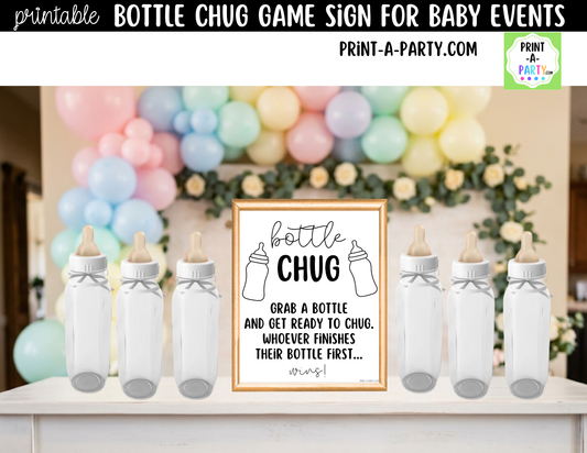 Baby Bottle Chug Game Printable Sign (8x10) – For Baby Showers and Events