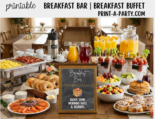 Breakfast Brunch Bar Sign (8x10) + Tent Cards - Printable Brunch Decor for parties, showers, events