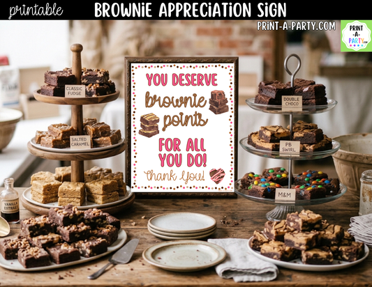 Printable Brownie Bar Appreciation Sign 8x10