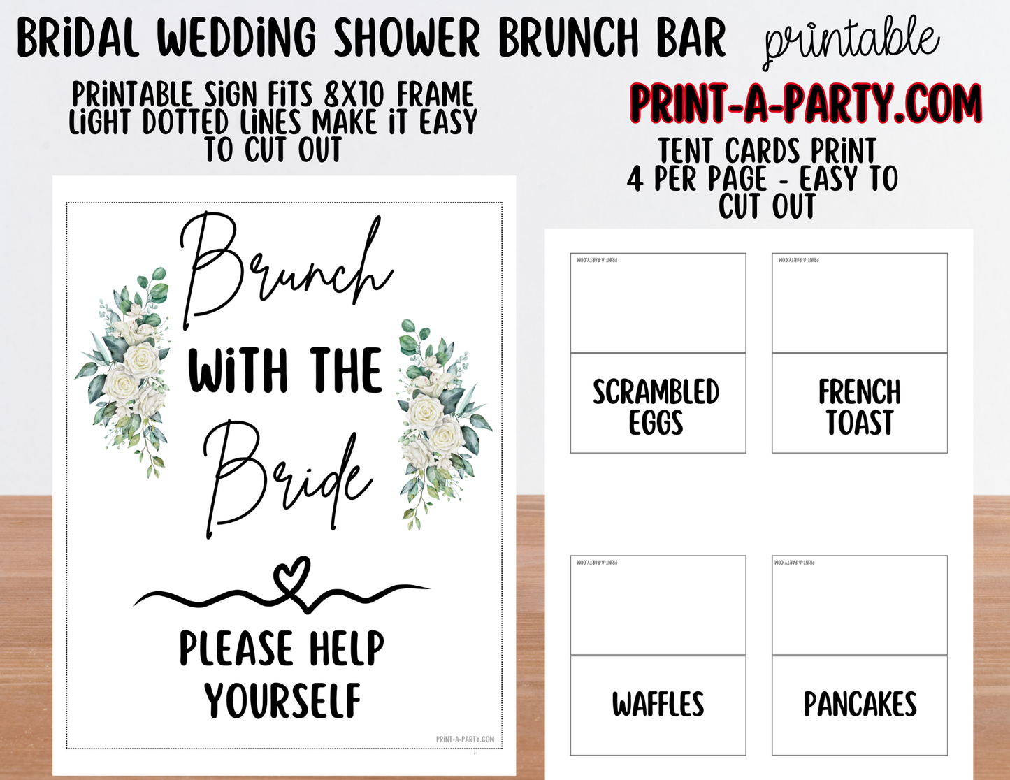 Wedding Event Bridal Brunch Bar Printable Sign & Tent Cards | Wedding Shower Breakfast Bar Decorations | Instant Download