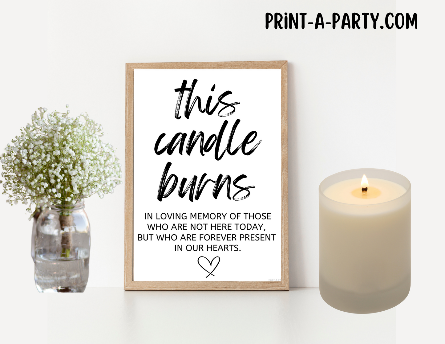 THIS CANDLE BURNS IN MEMORY | Printable Wedding Remembrance Sign for Ceremonies and Receptions