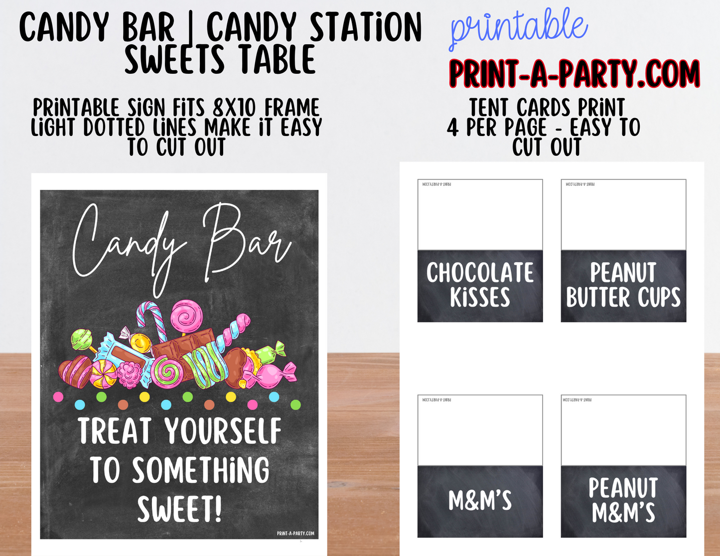 CANDY BAR Sign and Candy Labels Printable in Chalkboard – Sweet Table Decor for Birthdays, Weddings, Showers & More