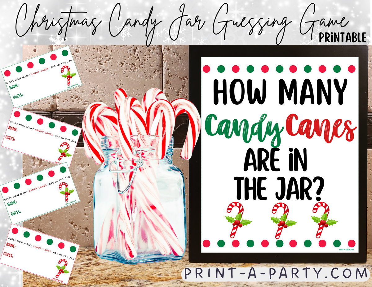 CHRISTMAS CANDY CANES GUESSING GAME, How many candy canes in jar