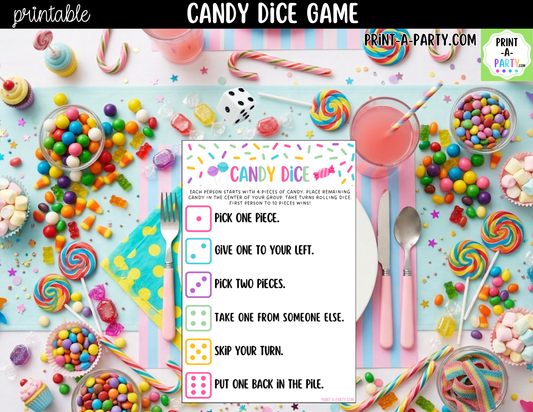 Candy Dice Game Printable | Birthday & Family Party Game