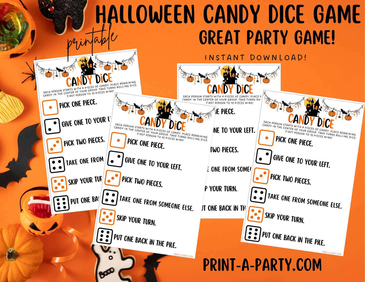 DICE GAME: Halloween Dice Game - Printable Halloween Dice Game – Fun Candy Activity for Classroom & Party