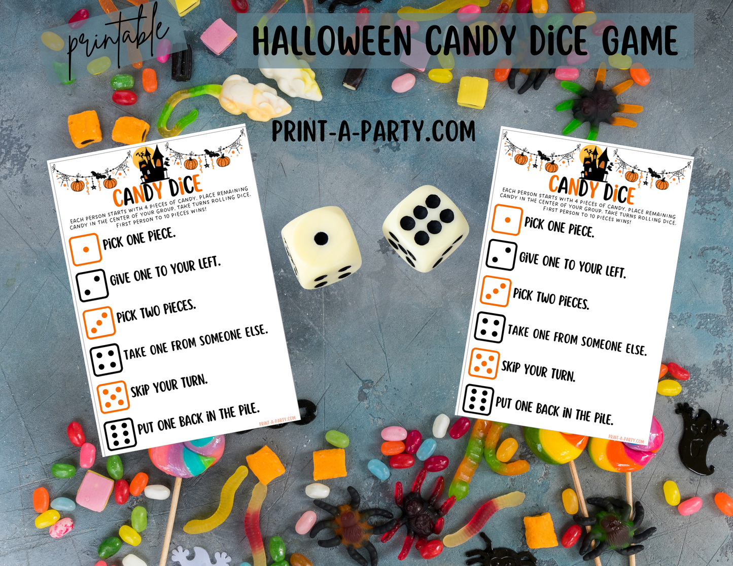 DICE GAME: Halloween Dice Game - Printable Halloween Dice Game – Fun Candy Activity for Classroom & Party