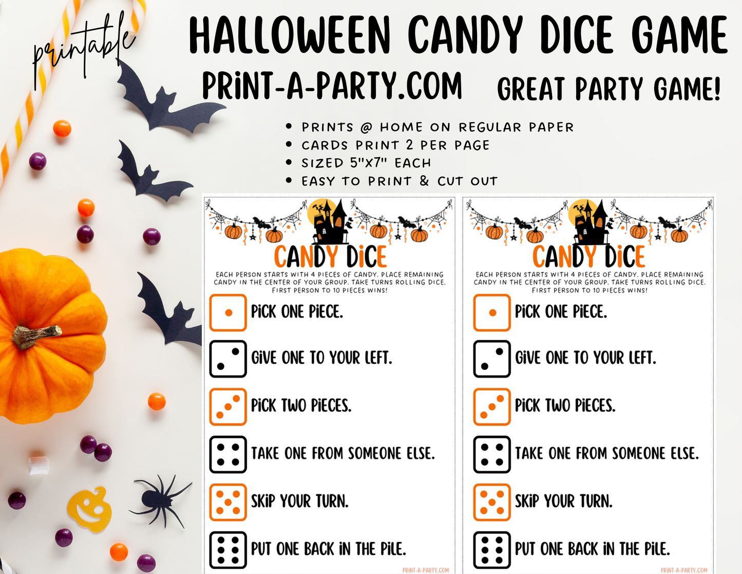 DICE GAME: Halloween Dice Game - Printable Halloween Dice Game – Fun Candy Activity for Classroom & Party