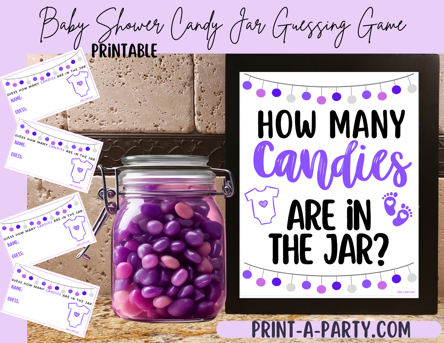 CANDY JAR GUESSING GAME for BABY SHOWER | How many candies in jar | Baby Shower Fun | Party DIY | Printable
