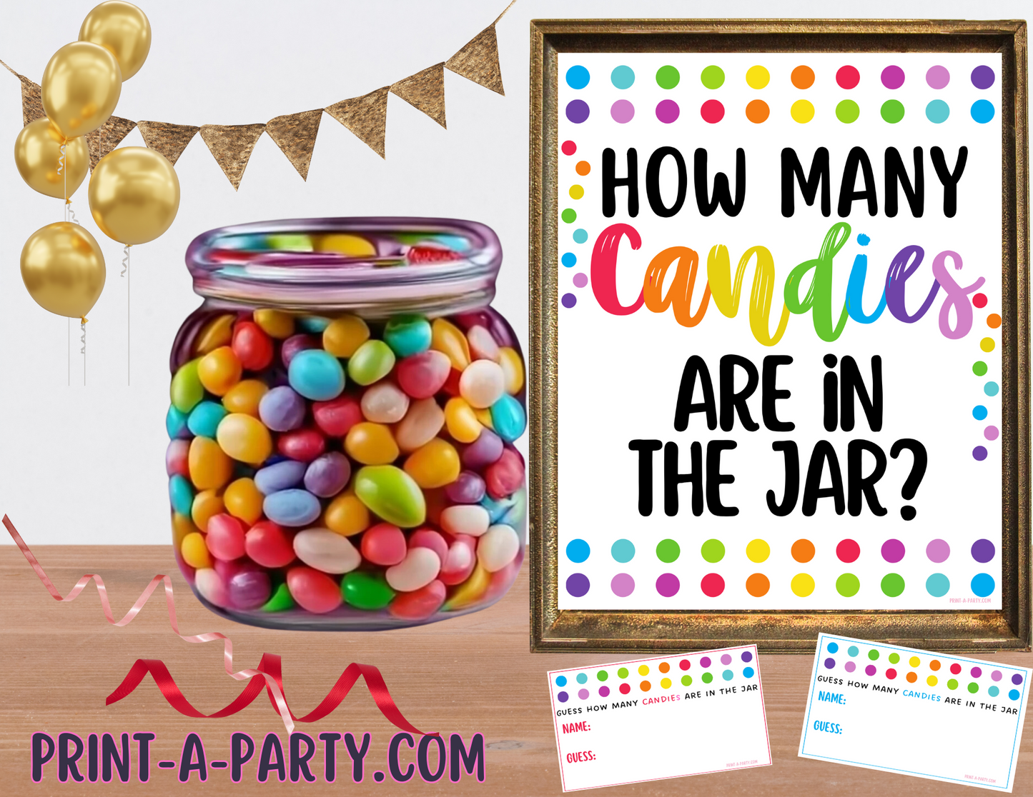 CANDY JAR GUESSING GAME | How many candies in jar | Birthday Party | Party DIY | Printable