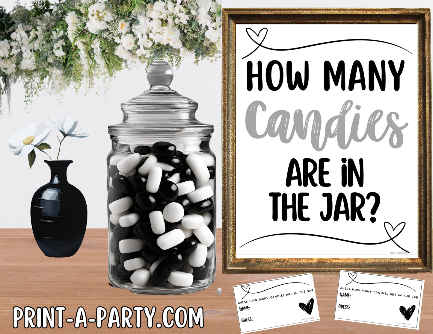 Candy Jar Guessing Game - WEDDING HEARTS - Printable for Bridal Showers, Weddings, Engagement Parties & Same-Sex Celebrations
