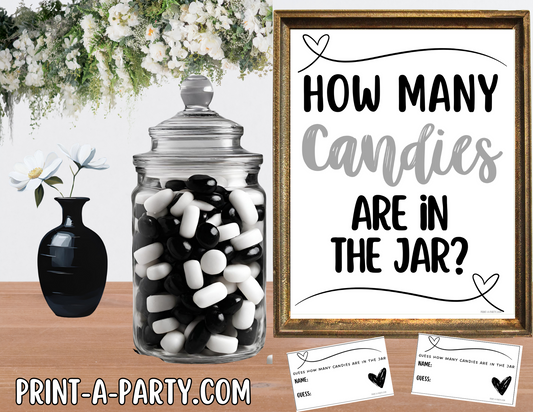 Candy Jar Guessing Game - WEDDING HEARTS -  Printable for Bridal Showers, Weddings, Engagement Parties & Same-Sex Celebrations
