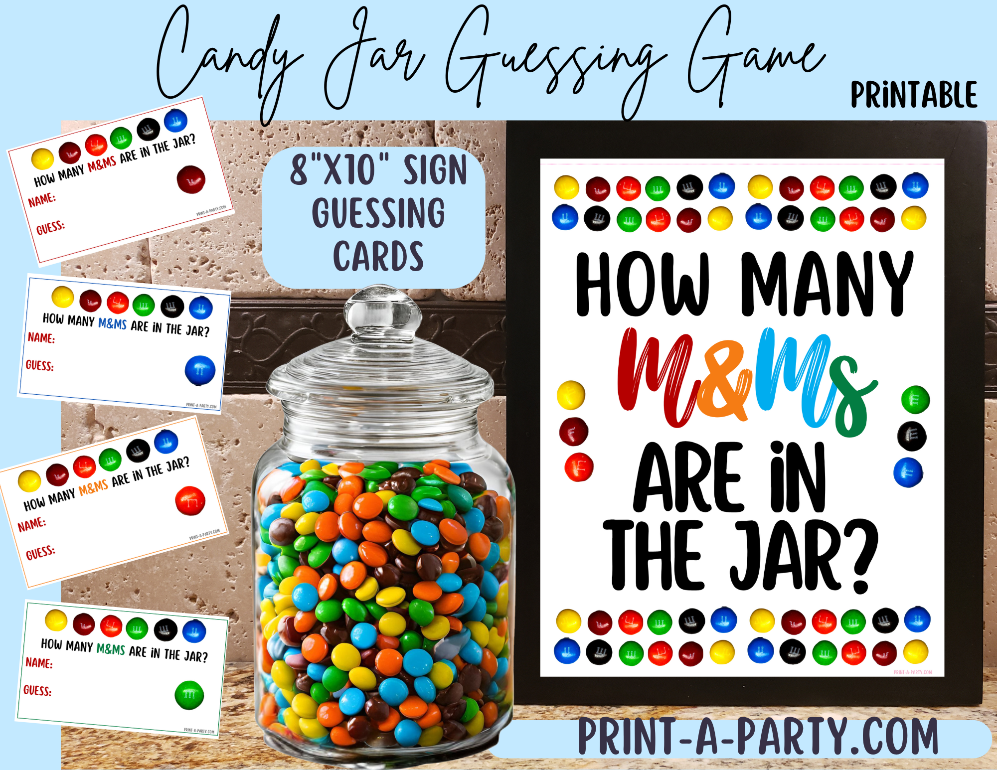 Candy Jar Guessing Game M&Ms Printable Party Game for