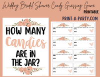CANDY JAR GUESSING GAME | How many candies in jar | Pink Florals | Bridal Shower Game | Bridal Shower Decor | Wedding Shower Activity | Same Sex Wedding Shower Activities | Printable