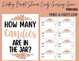CANDY JAR GUESSING GAME | How many candies in jar | Pink Florals | Bridal Shower Game | Bridal Shower Decor | Wedding Shower Activity | Same Sex Wedding Shower Activities | Printable