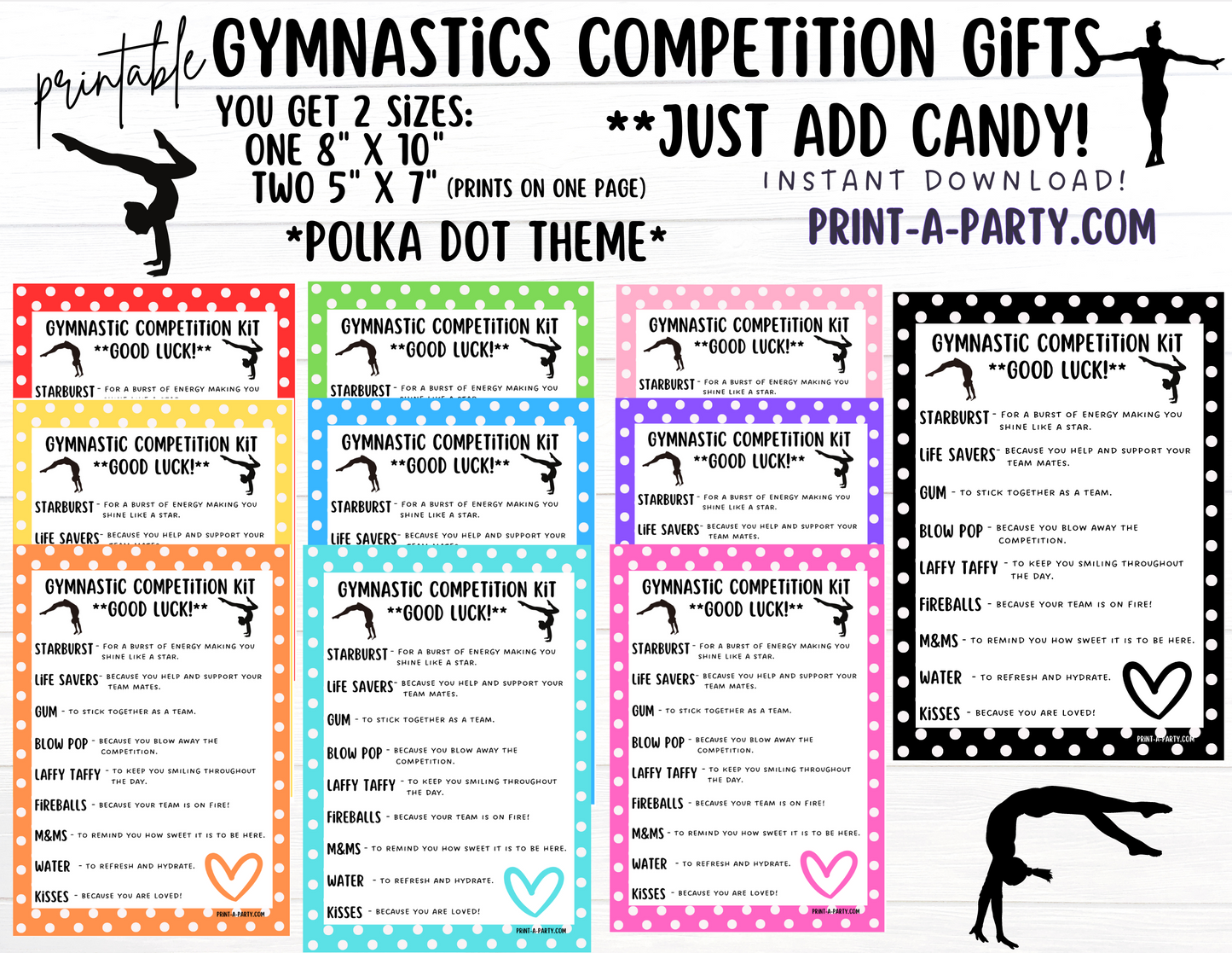 Gymnastics Candy Gram Printable – Big Sis, Little Sis & Team Gifts, Gymnastics Meet Contest
