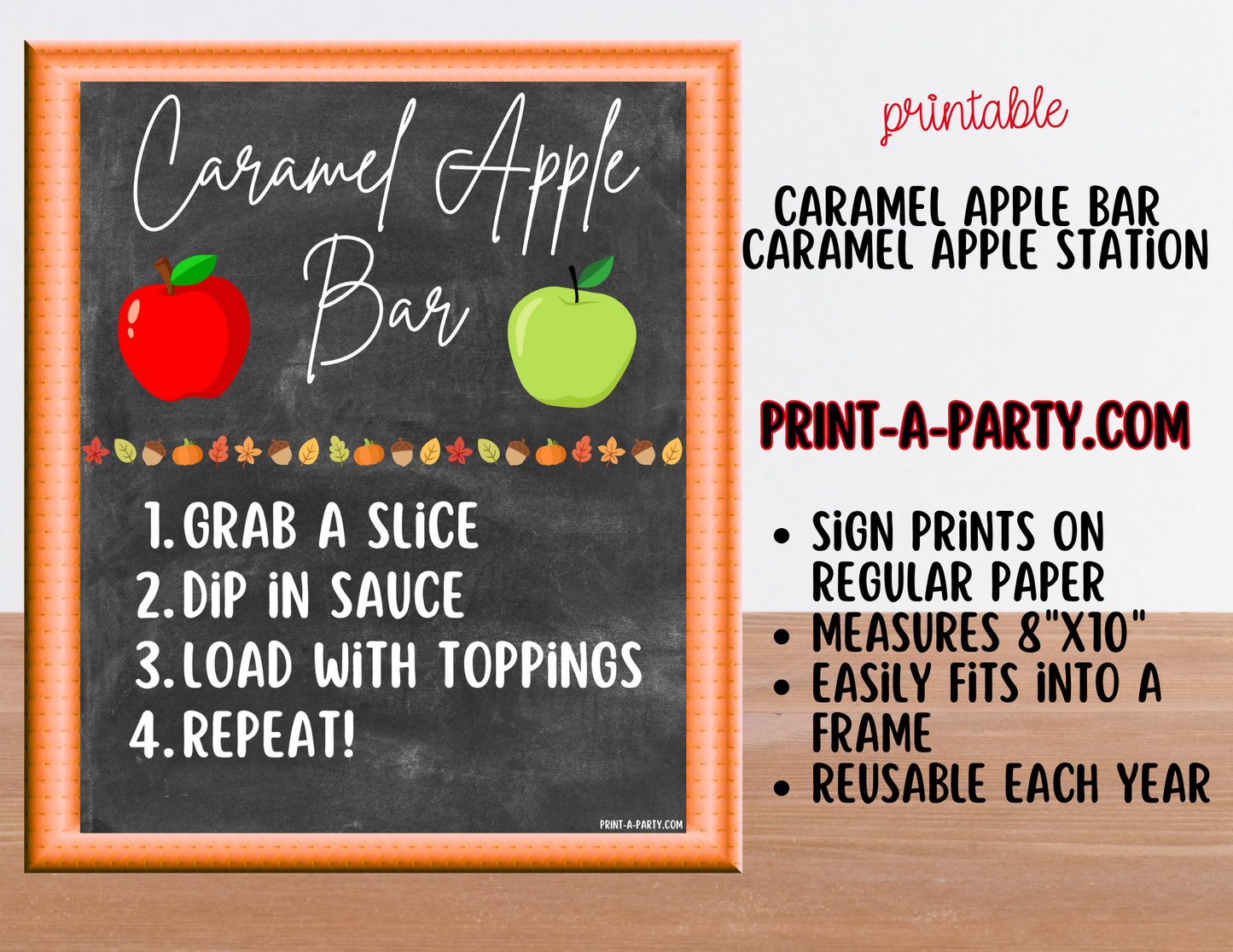 CARAMEL APPLE BAR | CARAMEL APPLE STATION Setup - Chalkboard | Caramel Apple Bar Sign | Food Station for Party | Food Bar for Party | Fall Party Idea | Fall Shower | DIY Make Your Own Caramel Apples